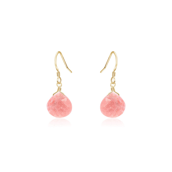 Teardrop Earrings - Pink Peruvian Opal - 14K Gold Fill - Luna Tide Handmade Jewellery