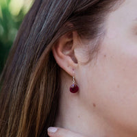 Teardrop Earrings - Ruby - Sterling Silver - Luna Tide Handmade Jewellery