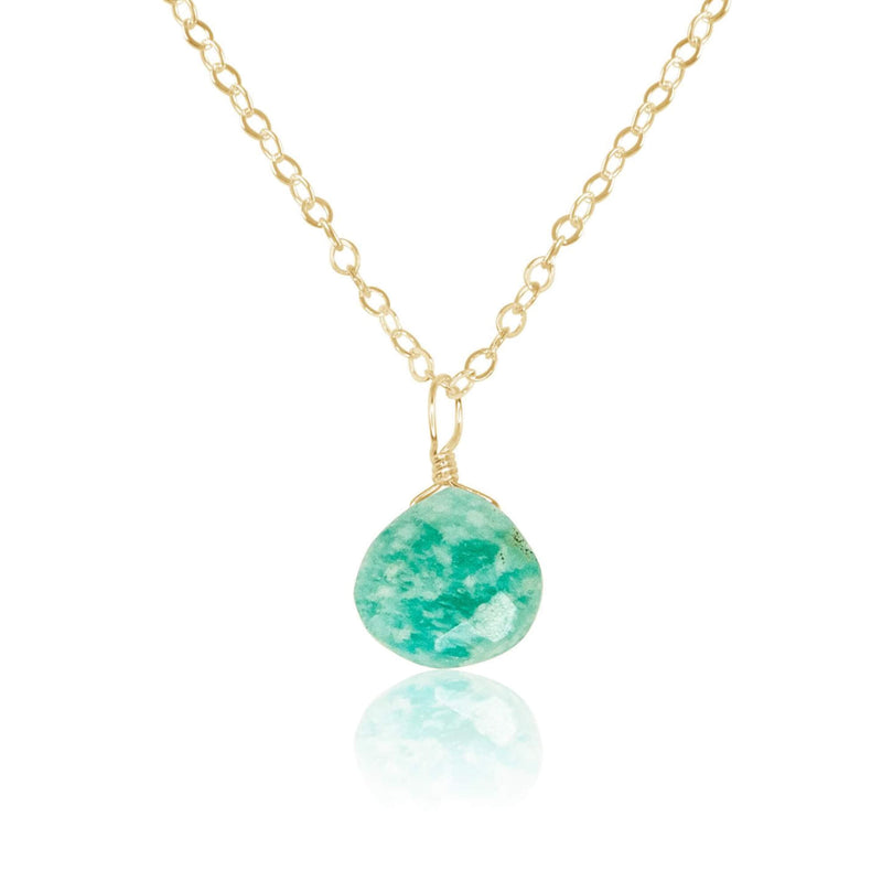 Teardrop Necklace - Amazonite - 14K Gold Fill - Luna Tide Handmade Jewellery