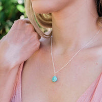 Teardrop Necklace - Amazonite - Sterling Silver - Luna Tide Handmade Jewellery
