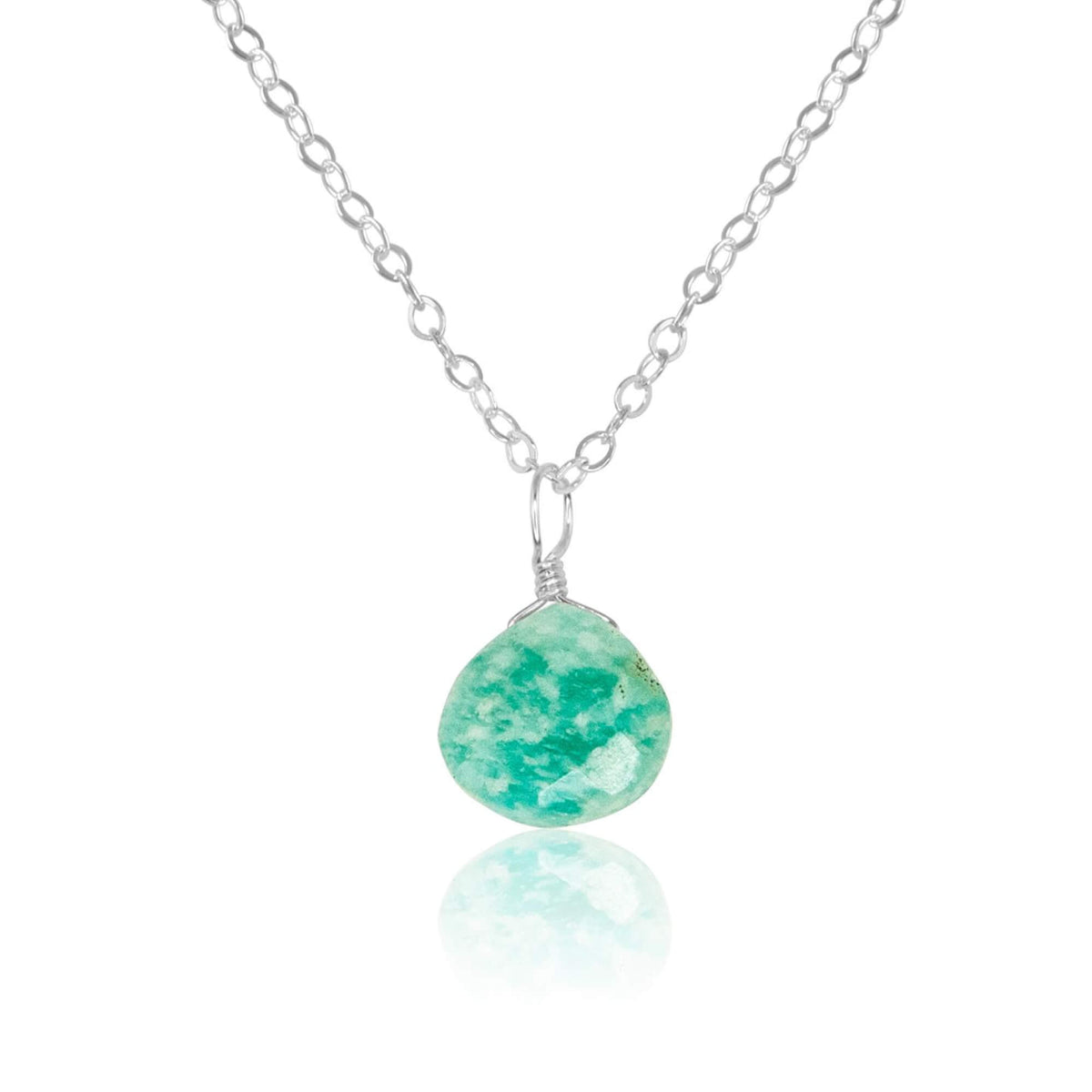 Teardrop Necklace - Amazonite - Sterling Silver - Luna Tide Handmade Jewellery