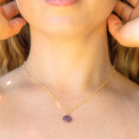 Teardrop Necklace - Amethyst - 14K Gold Fill Satellite - Luna Tide Handmade Jewellery