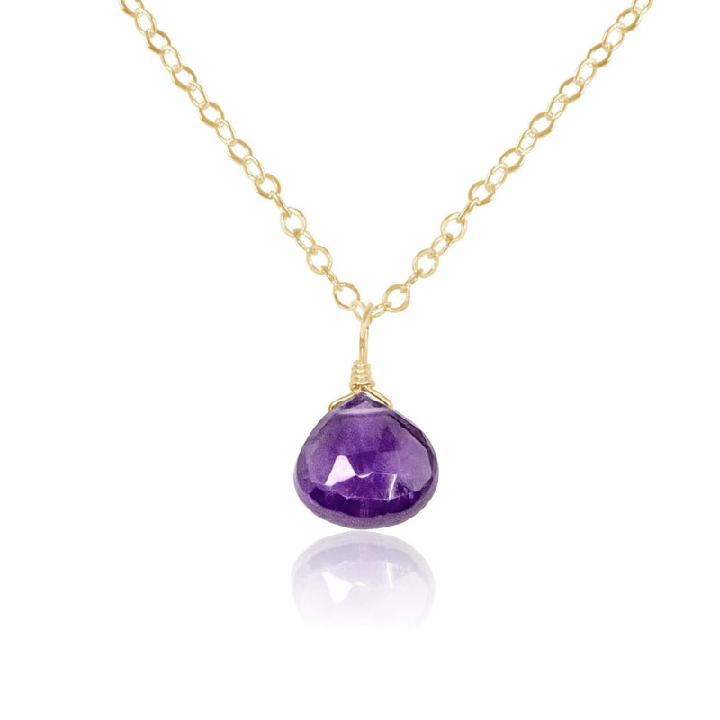 Teardrop Necklace - Amethyst - 14K Gold Fill - Luna Tide Handmade Jewellery