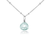 Teardrop Necklace - Aquamarine - Sterling Silver Satellite - Luna Tide Handmade Jewellery