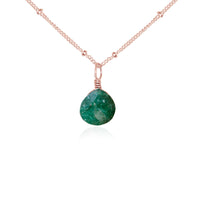 Teardrop Necklace - Aventurine - 14K Rose Gold Fill Satellite - Luna Tide Handmade Jewellery