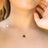 Teardrop Necklace - Black Onyx - 14K Gold Fill Satellite - Luna Tide Handmade Jewellery