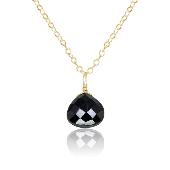 Teardrop Necklace - Black Onyx - 14K Gold Fill - Luna Tide Handmade Jewellery
