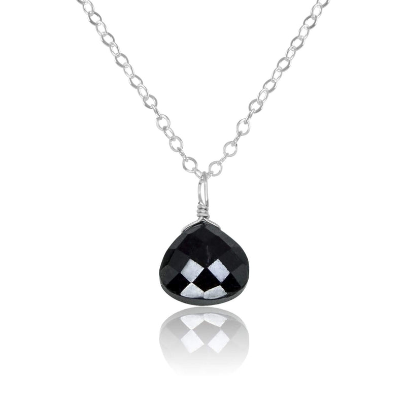 Teardrop Necklace - Black Onyx - Sterling Silver - Luna Tide Handmade Jewellery