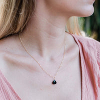 Teardrop Necklace - Black Tourmaline - 14K Gold Fill - Luna Tide Handmade Jewellery