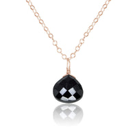 Teardrop Necklace - Black Tourmaline - 14K Rose Gold Fill - Luna Tide Handmade Jewellery