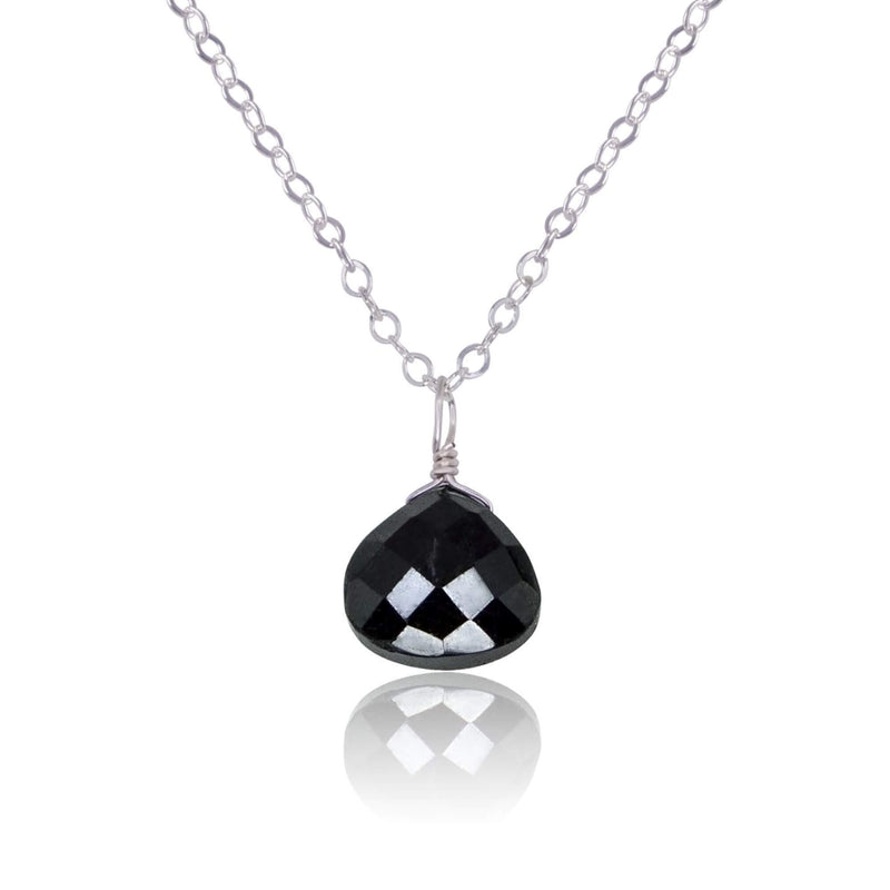 Teardrop Necklace - Black Tourmaline - Stainless Steel - Luna Tide Handmade Jewellery