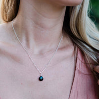 Teardrop Necklace - Black Tourmaline - Sterling Silver - Luna Tide Handmade Jewellery