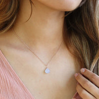 Teardrop Necklace - Blue Lace Agate - 14K Rose Gold Fill - Luna Tide Handmade Jewellery