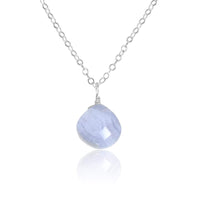 Teardrop Necklace - Blue Lace Agate - Sterling Silver - Luna Tide Handmade Jewellery