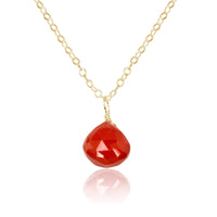 Teardrop Necklace - Carnelian - 14K Gold Fill - Luna Tide Handmade Jewellery
