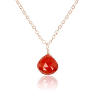 Teardrop Necklace - Carnelian - 14K Rose Gold Fill - Luna Tide Handmade Jewellery