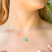 Teardrop Necklace - Chrysoprase - 14K Gold Fill Satellite - Luna Tide Handmade Jewellery