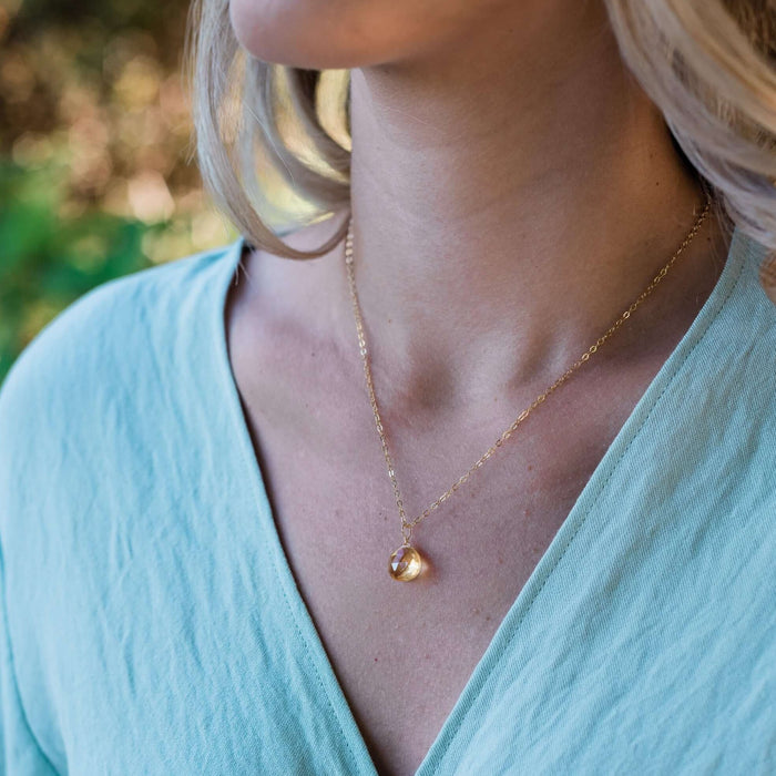 Teardrop Necklace - Citrine - 14K Gold Fill - Luna Tide Handmade Jewellery