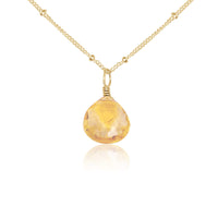 Teardrop Necklace - Citrine - 14K Gold Fill Satellite - Luna Tide Handmade Jewellery