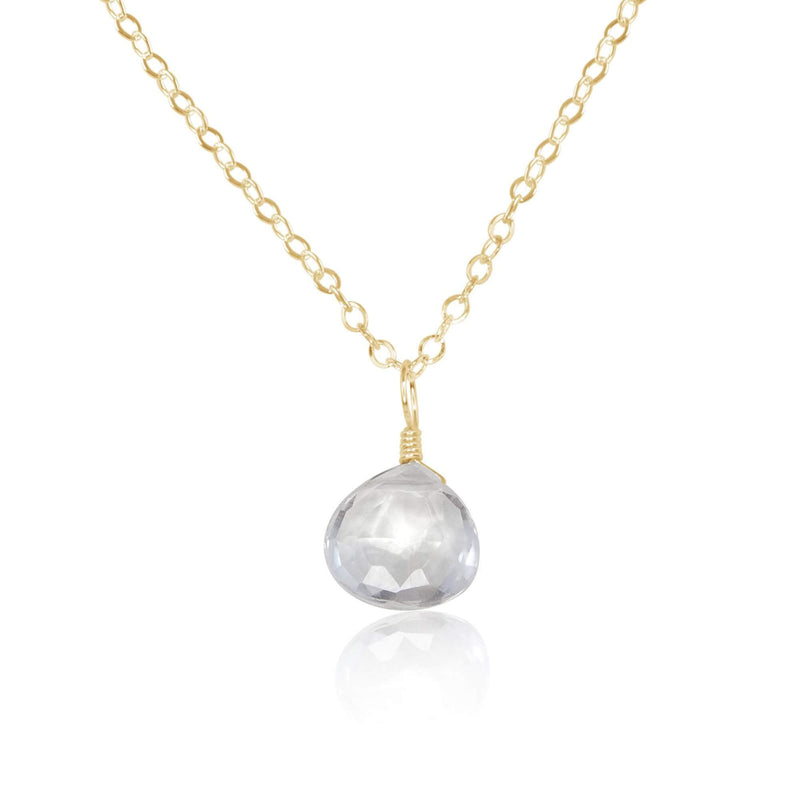 Teardrop Necklace - Crystal Quartz - 14K Gold Fill - Luna Tide Handmade Jewellery