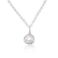 Teardrop Necklace - Crystal Quartz - Stainless Steel - Luna Tide Handmade Jewellery