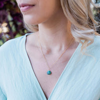 Teardrop Necklace - Emerald - 14K Gold Fill - Luna Tide Handmade Jewellery