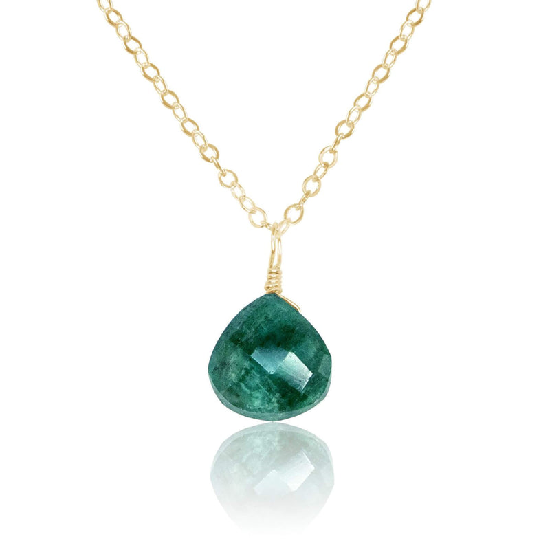 Teardrop Necklace - Emerald - 14K Gold Fill - Luna Tide Handmade Jewellery