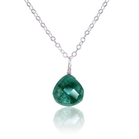 Teardrop Necklace - Emerald - Stainless Steel - Luna Tide Handmade Jewellery