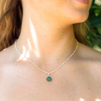 Teardrop Necklace - Emerald - Sterling Silver Satellite - Luna Tide Handmade Jewellery