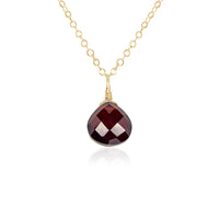 Teardrop Necklace - Garnet - 14K Gold Fill - Luna Tide Handmade Jewellery