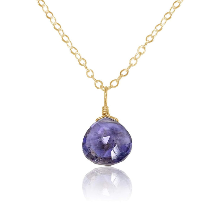 Teardrop Necklace - Iolite - 14K Gold Fill - Luna Tide Handmade Jewellery