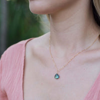 Teardrop Necklace - Labradorite - 14K Gold Fill - Luna Tide Handmade Jewellery