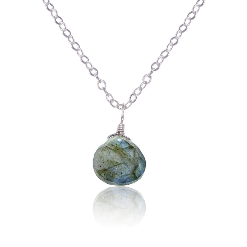 Teardrop Necklace - Labradorite - Stainless Steel - Luna Tide Handmade Jewellery
