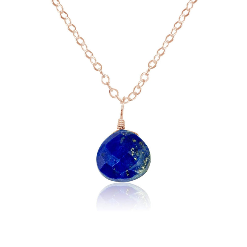 Teardrop Necklace - Lapis Lazuli - 14K Rose Gold Fill - Luna Tide Handmade Jewellery