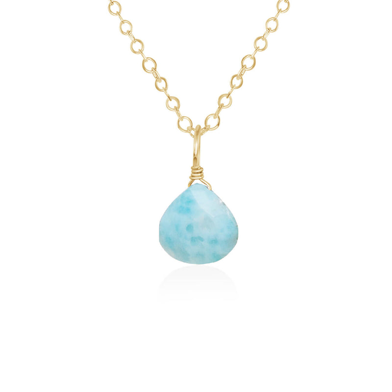Teardrop Necklace - Larimar - 14K Gold Fill - Luna Tide Handmade Jewellery