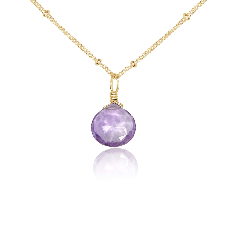 Teardrop Necklace - Lavender Amethyst - 14K Gold Fill Satellite - Luna Tide Handmade Jewellery