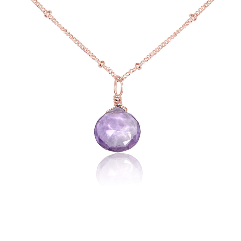 Teardrop Necklace - Lavender Amethyst - 14K Rose Gold Fill Satellite - Luna Tide Handmade Jewellery