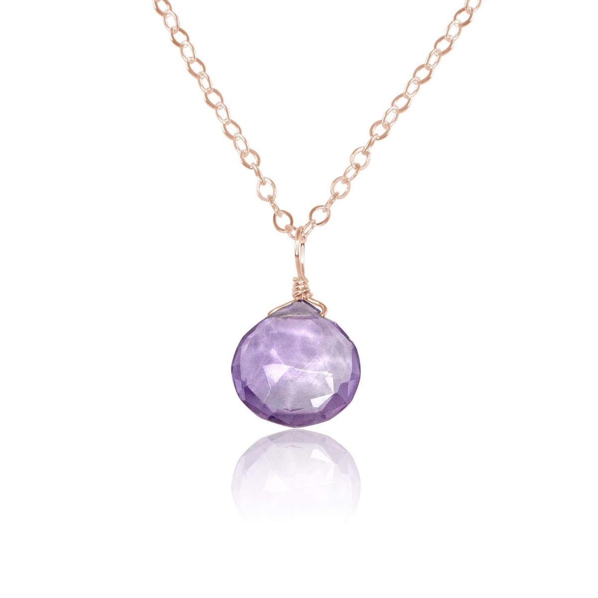 Teardrop Necklace - Lavender Amethyst - 14K Rose Gold Fill - Luna Tide Handmade Jewellery