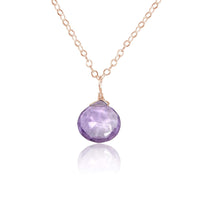 Teardrop Necklace - Lavender Amethyst - 14K Rose Gold Fill - Luna Tide Handmade Jewellery