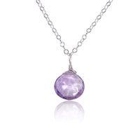 Teardrop Necklace - Lavender Amethyst - Stainless Steel - Luna Tide Handmade Jewellery