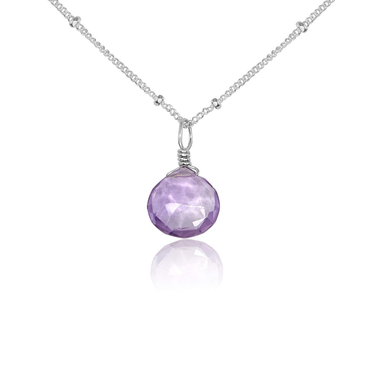 Teardrop Necklace - Lavender Amethyst - Sterling Silver Satellite - Luna Tide Handmade Jewellery