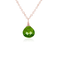 Teardrop Necklace - Peridot - 14K Rose Gold Fill - Luna Tide Handmade Jewellery