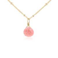 Teardrop Necklace - Pink Peruvian Opal - 14K Gold Fill Satellite - Luna Tide Handmade Jewellery