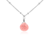 Teardrop Necklace - Pink Peruvian Opal - Sterling Silver Satellite - Luna Tide Handmade Jewellery