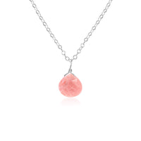 Teardrop Necklace - Pink Peruvian Opal - Sterling Silver - Luna Tide Handmade Jewellery