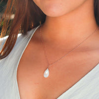 Teardrop Necklace - Rainbow Moonstone - 14K Rose Gold Fill - Luna Tide Handmade Jewellery