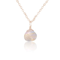 Teardrop Necklace - Rainbow Moonstone - 14K Rose Gold Fill - Luna Tide Handmade Jewellery