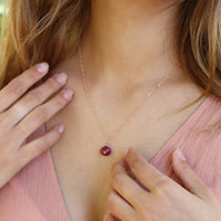 Teardrop Necklace - Ruby - 14K Rose Gold Fill - Luna Tide Handmade Jewellery