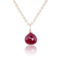 Teardrop Necklace - Ruby - 14K Rose Gold Fill - Luna Tide Handmade Jewellery