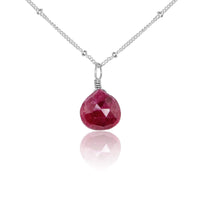 Teardrop Necklace - Ruby - Sterling Silver Satellite - Luna Tide Handmade Jewellery